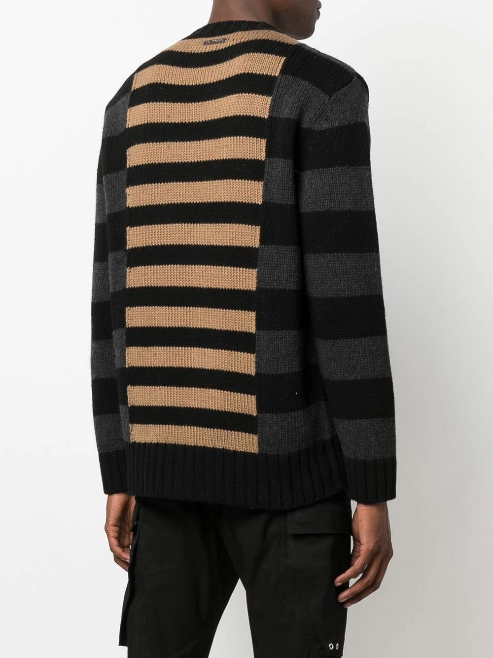 Les Hommes Contrast panel striped jumper knitted sweaters of men 4 Les Hommes contrast-panel striped jumper