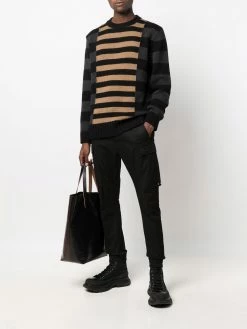 Les Hommes contrast-panel striped jumper