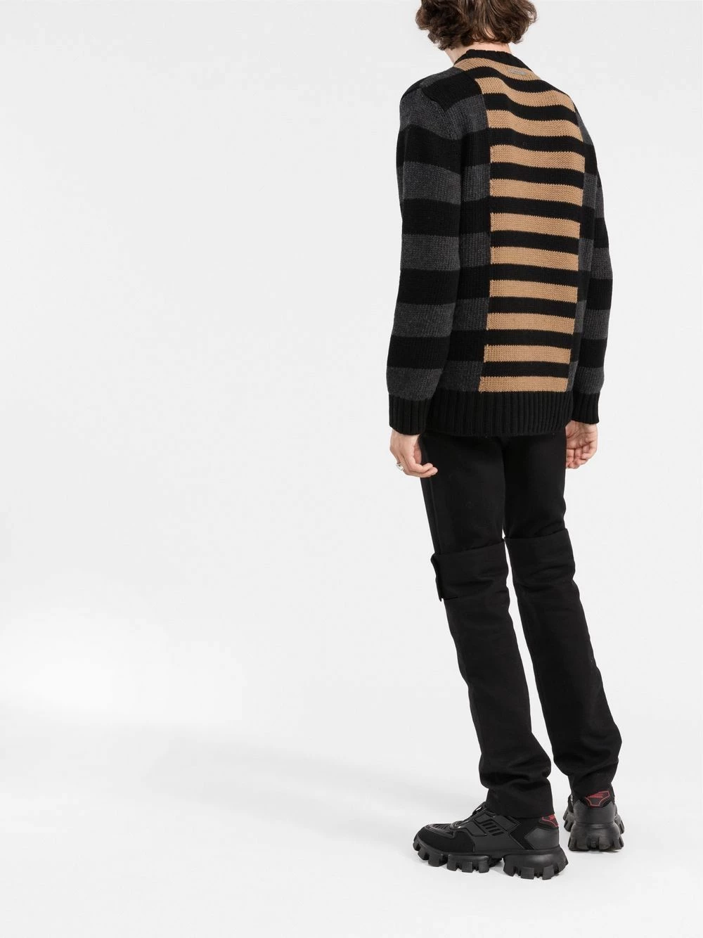 Les Hommes Contrast panel striped jumper knitted sweaters of men 5 Les Hommes contrast-panel striped jumper
