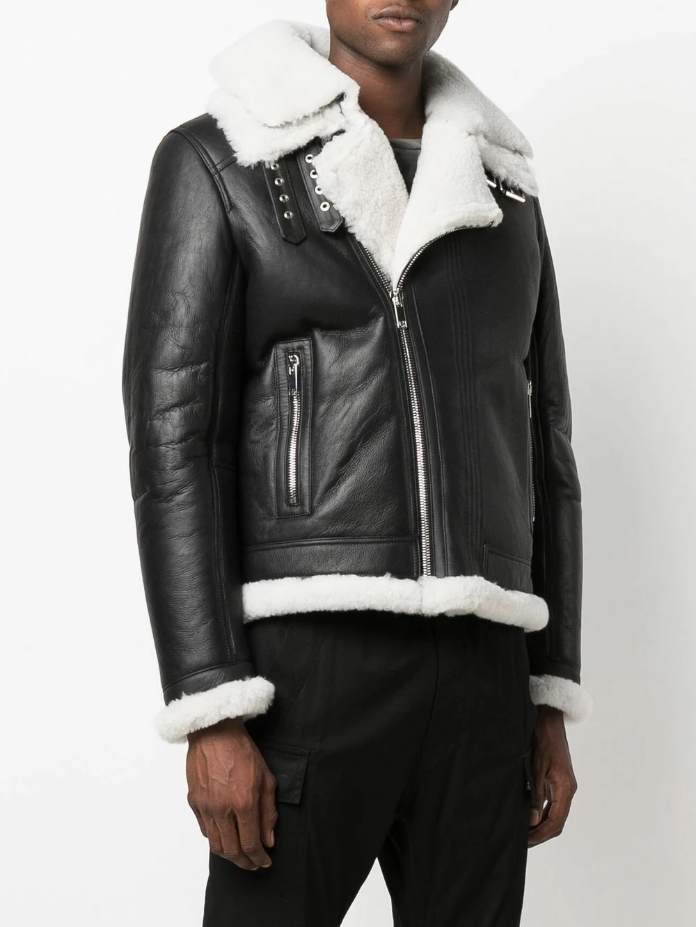 Les Hommes Shearling trimmed jacket biker jackets of men 3 Les Hommes shearling-trimmed jacket