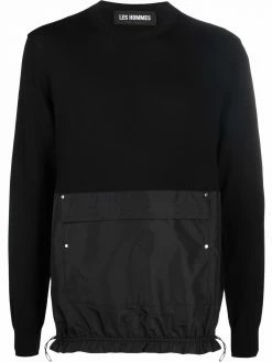 Les Hommes contrasting front pocket wool jumper
