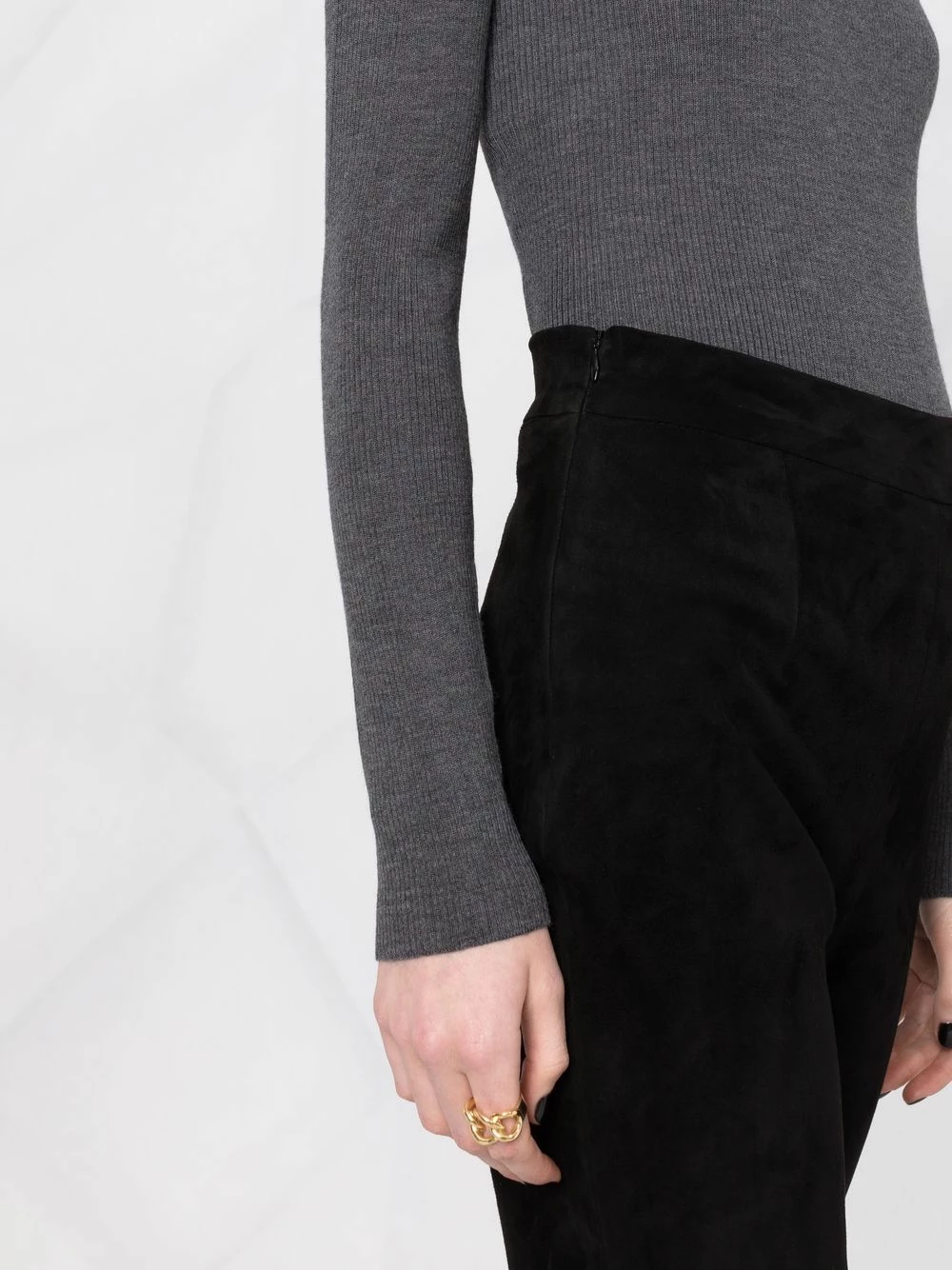 Les Hommes Split ankle suede trousers high waisted pants of women 3 Les Hommes split-ankle suede trousers