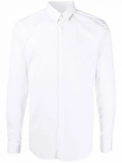 Les Hommes logo-plaque button-up shirt