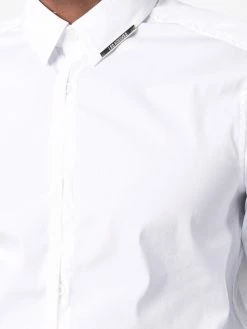 Les Hommes logo-plaque button-up shirt