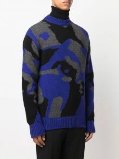 Les Hommes camouflage-knit wool jumper
