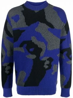 Les Hommes camouflage-knit wool jumper