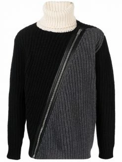 Les Hommes zip-detail roll-neck jumper