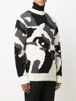 Les Hommes camouflage-knit wool jumper
