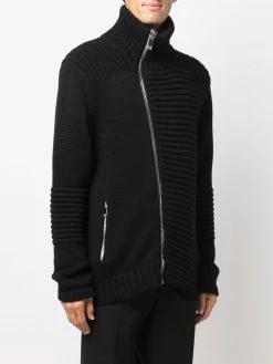 Les Hommes ribbed zip-up knitted jacket