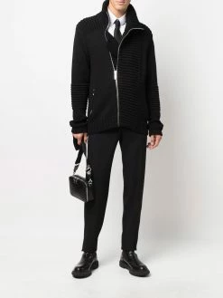 Les Hommes ribbed zip-up knitted jacket