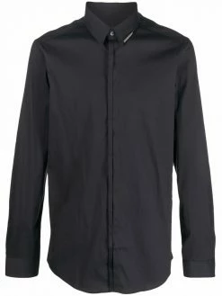 Les Hommes logo-plaque button-up shirt